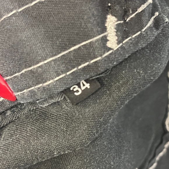 Origin Twill Pants Mens 34 Black Cotton Straight Leg Logo Contrast Stitching - Picture 9 of 14